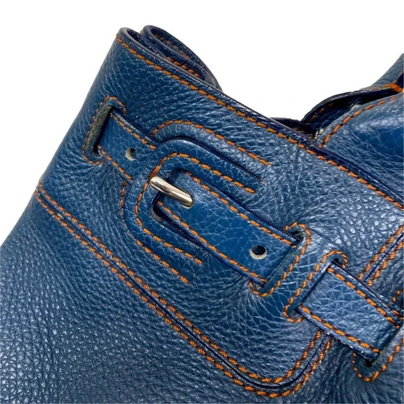 Tod’s Blue Pebbled Leather Belted Shoulder Bag EUC - Picture 3 of 16